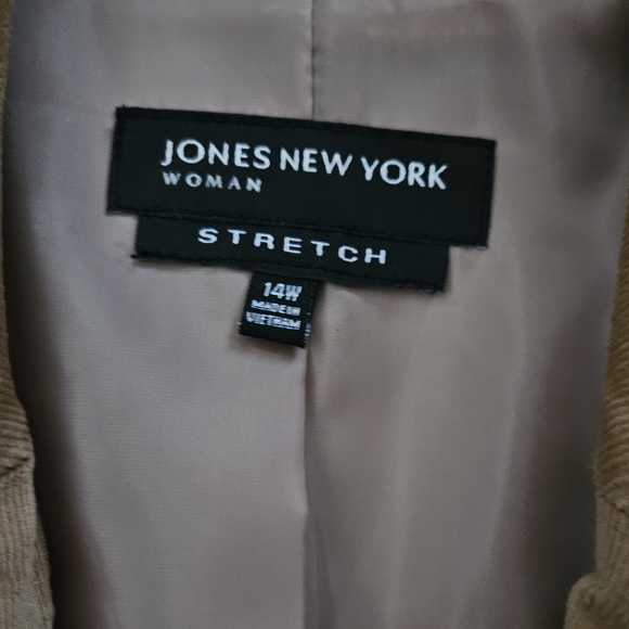 NWT - Jones New York Tan Stretch Corduroy Blazer - Size 14W - Picture 4 of 9